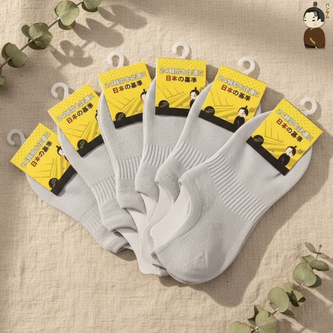 Combo of 6 pairs of Hansamu Shinobi daily socks BG15 L.Grey